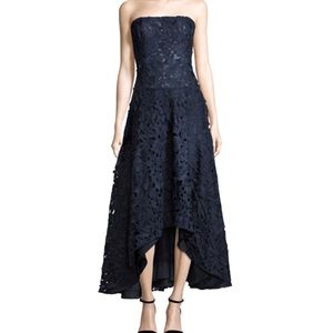 Shoshanna Bates Floral Lace Hi-Low Gown Navy Size 8